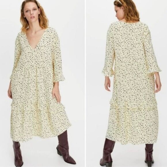 Aritzia Little Moon Spritz Dress Size 2XS Oversized Tiered Ruffle Floral XXS - Picture 8 of 9